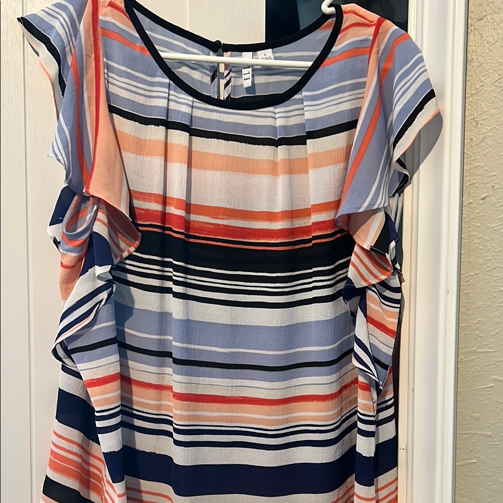 Elle Striped Multicolor Women's Top Large